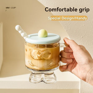 Verre à boisson en verre de style Ins avec couvercle, design élégant, verre à jus, verre à boisson, verre à dessert haut de gamme, tasse à café - Product Image 3