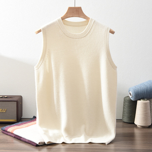 <strong>Men's</strong> Winter Casual O-Neck Sleeveless Pure Cashmere <strong>Knit</strong> Solid Color Vest Loose Cashmere <strong>Waistcoat</strong> - Product Image 4