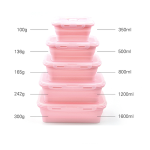 350ML Silicone <span class=keywords><strong>Rectangle</strong></span> Pliable Conteneur De Stockage Pliable Ensemble Conteneur Alimentaire Chauffable avec Faible quantité minimale de commande Drop Shipping Boîte À Lunch - Product Image 5