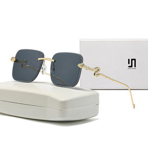 Lunettes de soleil sans monture à bords chanfreinés pour femmes, verres métalliques dégradés, protection UV400, type 3, pare-soleil, numéro de pièce 8130 - Product Image 4