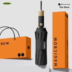 280t Anti-Rebound <b>Automatic</b> <b>Umbrella</b> One-Touch Opening/Closing Business <b>Umbrella</b> Both Sunny Rainy Weather UV Sun Protection - Product Image 6