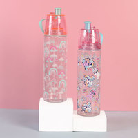 Bouteille d'eau à brume personnalisée à sublimation mignonne bouteille d'eau en plastique réutilisable sans Bpa avec vaporisateur pour la motivation des enfants