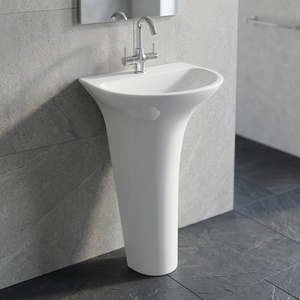 Glossy Rectangle Ceramic Wash Basin Pedestal Set Premium Bathroom Sink Wall Fixed Full Pedestal Lavabo - Product Image 5