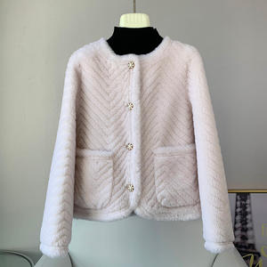 Abrigos cálidos cortos de piel de lana de cordero para mujer, chaqueta de abrigo <span class=keywords><strong>juvenil</strong></span> de oveja para mujer - Product Image 6