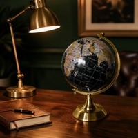 Globe Peta Dunia Kertas Antik 14,2cm dengan Dudukan Logam, Dekorasi Geografi Inggris Vintage untuk Rumah, Kantor, Hadiah, OEM Custom