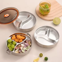 Boîte à repas pour enfants anti-brûlure, double paroi isolée en acier inoxydable, compartimentée, bento, boîte à déjeuner pour bébé