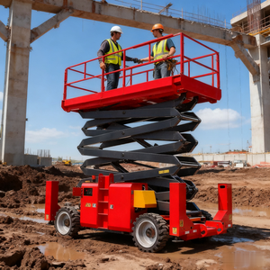 Plataforma elevadora de tijera eléctrica todoterreno, todoterreno, 4 ruedas motrices, autopropulsada, 12-16m - Product Image 4