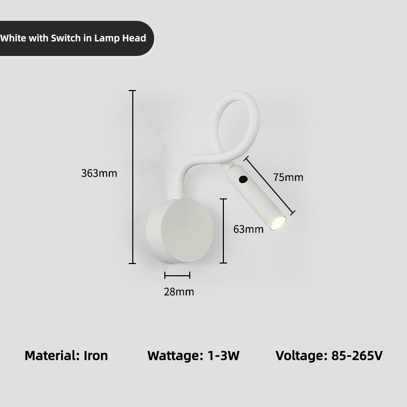 Blanc avec interrupteur dans la tête de lampe