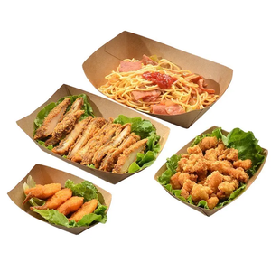 SGP Custom Disposable Kraft Paper Food Tray UV Advantage Mini <b>Foil</b> Stackable Boat Fast Food Paper Tray for French Fries No Tax - Product Image 3