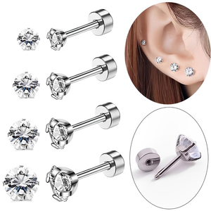 3/4/5/6/7/8mm stile stile cartilagine <span class=keywords><strong>orecchini</strong></span> a elica 316L <span class=keywords><strong>chirurgico</strong></span> in <span class=keywords><strong>acciaio</strong></span> inox Cubic Zirconia <span class=keywords><strong>orecchini</strong></span> a vite - Product Image 2