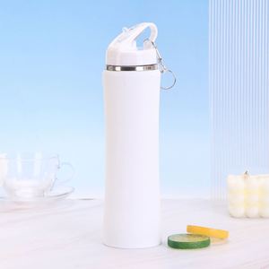 Bouteille d'eau isotherme portable pour la gym 600ml 750ml en acier inoxydable 304, avec couvercle à paille, anti-fuite, pour sports de plein air - Product Image 4