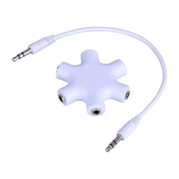 Harga pabrik Stereo 3.5mm Earphone Audio Splitter 6 Female Adapter 5 cara musik Sharer Aux Output konektor Headset ekstensi