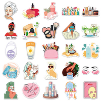 50 Pegatinas Minimalistas Personalizadas de PVC Impermeable con Temática de Belleza y Cuidado de la Piel para Carcasas de Teléfono, Cuadernos y Decoración de Muebles