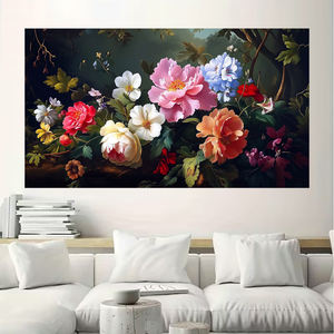 Impression vintage prête à accrocher, art mural floral de <span class=keywords><strong>pivoine</strong></span> multicolore vibrant, <span class=keywords><strong>toile</strong></span> murale, affiche, peinture pour salon, chambre à coucher - Product Image 6
