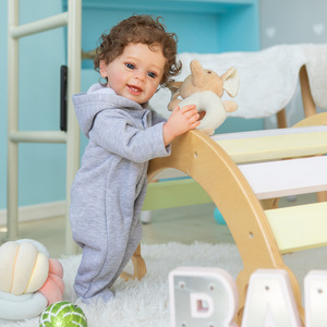 Realistic Curly Long Sleeve Reborn <b>Doll</b> Soft Full Body Vinyl Girl <b>Doll</b> Children Accompany Growth Toy - Product Image 2