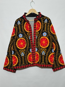 <b>Women</b>’s Black Embroidered Floral <b>Jacket</b> | Handmade Indian Ethnic Boho <b>Jacket</b> | Multicolor Floral Thread Work Short <b>Jacket</b> - Product Image 4