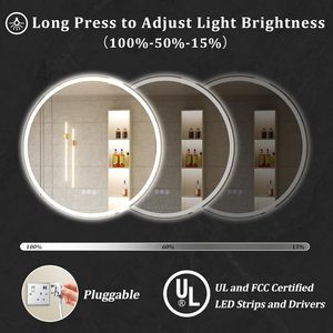 <span class=keywords><strong>Espejo</strong></span> de <span class=keywords><strong>Baño</strong></span> Inteligente LED <span class=keywords><strong>Redondo</strong></span> Moderno, Montado en la Pared, con Pantalla Táctil de <span class=keywords><strong>80</strong></span> <span class=keywords><strong>cm</strong></span>, Retroiluminado, Iluminado y con Intensidad Regulable - Product Image 2