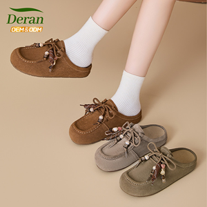 Deran OEM <span class=keywords><strong>Mules</strong></span> à bout fermé en <span class=keywords><strong>cuir</strong></span> à brides, Nouveauté Printemps Automne, Chaussures décontractées à enfiler pour <span class=keywords><strong>femme</strong></span>, Confortables et polyvalentes pour l'extérieur - Product Image 1