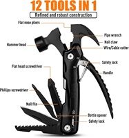 Outil multifonctionnel de camping en plein air 12 en 1 Tournevis Ouvre-bouteille Clé à molette Coupe-câble Couteau Marteau à griffes Pince Multitool