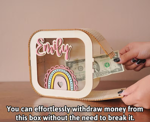 Montessori Room Nursery Decor Baby Coin Bank Caja de <span class=keywords><strong>efectivo</strong></span> de madera Cartoon Baby Money Box Regalo Para Hija - Product Image 2