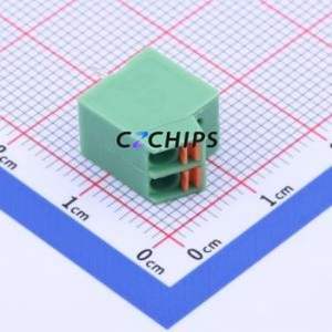 KF250NH-3.5-2P Spring Terminal Block Through hole Component (THT),P=3.5mm Connector 1x2P 3.5mm Green 2P - Product Image 1
