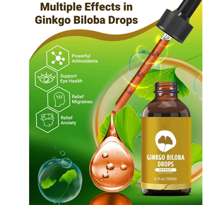 Haosen OEM/ODM 개인 라벨 은행 나무 <span class=keywords><strong>Biloba</strong></span> 잎 추출물 액체 60ml 방울 에너지를 제공하는 성인 임산부 할랄 - Product Image 4