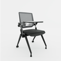 Chaise de conférence pliable avec tablette d'écriture amovible, en nylon, pour hôpital/école/hôtel, roulettes universelles fixes/mobiles