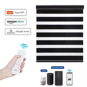 Solid Color Zebra <strong>Blinds</strong> Villa <strong>Area</strong> Adjustable Light Blackout Curtains with Built-<strong>in</strong> Motor Can Connect to Mobile Phone - Product Image 6