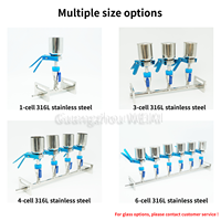 Support de filtre WEIAI 3/6 places, unité 47/50 mm, pour tests microbiologiques alimentaires et aquatiques en laboratoire, base de collecteur de filtration sous vide en acier inoxydable 316L