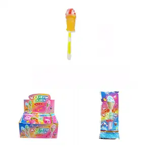 사용자 정의 아이 하드 캔디 롤리 3D 아이스크림 사탕 독립적으로 포장 다채로운 빛나는 스틱 롤리팝