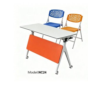 โต๊ะทำงานสี่เหลี่ยมปรับระดับได้ NC23 เฟอร์นิเจอร์สำนักงานทันสมัยพร้อมแผงสีเขียวและล้อเลื่อนสำหรับใช้ในโรงเรียน - Product Image 4