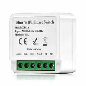 Módulo de interruptor de luz inteligente Tuya, WiFi, 16A, Mini relé, asistente de hogar, compatible con Alexa, Google Home, Yandex, Alice