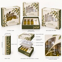 Boîte cadeau personnalisée avec logo de Noël, huile d'olive, base rigide et couvercle, fenêtre transparente en PVC, impression CMYK et pelliculage brillant