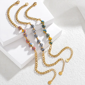 Printemps été Cuba chaîne <span class=keywords><strong>pierre</strong></span> naturelle Simple titane acier Bracelet loisirs <span class=keywords><strong>vacances</strong></span> étanche acier inoxydable bijoux - Product Image 1