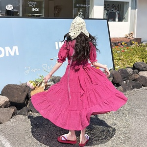 Robe de <span class=keywords><strong>princesse</strong></span> à manches bouffantes pour filles, avec nœud et grand ourlet, longue robe d'été pour grandes filles - Product Image 4