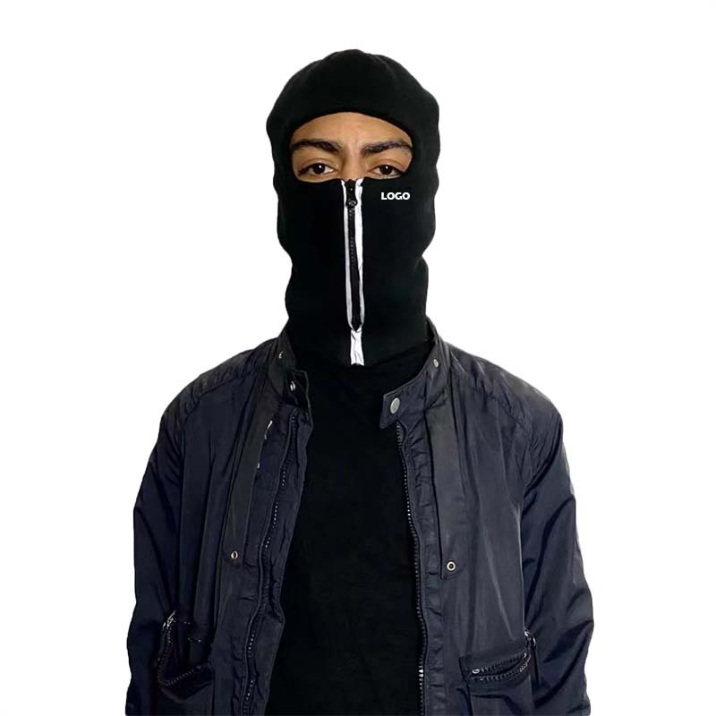 Acrylic Windproof Ski Mask с Zip, Cool Knit Balaclava, Custom Design, Outdoor Cycling, Ninja Street, winter Fashion
