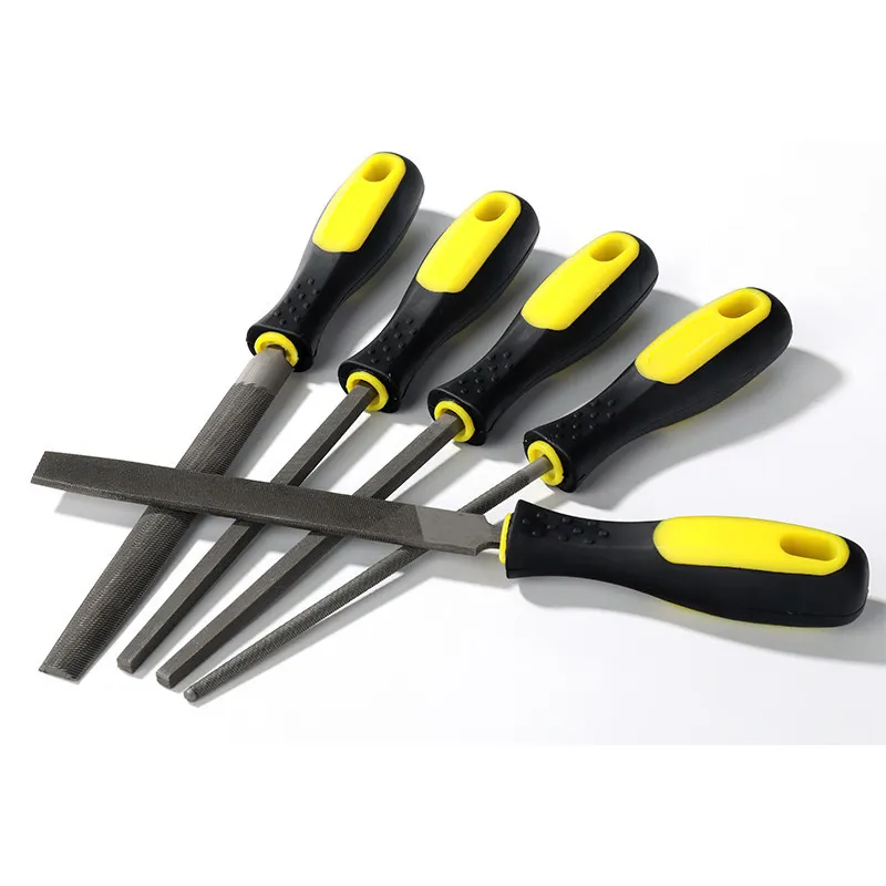 Metal Steel File Set Tools Includes Flat/Half-round/Round/Triangle/Square Large File 5PCS for Woodwork/Metal/jeweler/Plastic