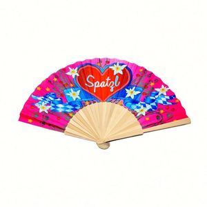 พัดกระดาษไม้พับได้สไตล์วินเทจสีสันสดใสสำหรับผู้หญิง ทำเองได้ - Product Image 6