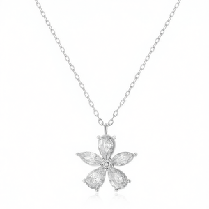 Amy Amy – collier avec pendentif fleur en argent plaqué zircone cubique pour femme, bijoux classiques pour tous les jours, boîte cadeau, chaîne C0175 - Product Image 3