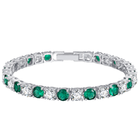 Bracelet chaîne tennis de luxe en laiton brillant plaqué argent avec zircon pavé et breloques cœur et carré pour femme, cadeau de fête