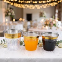 Gobelets jetables pour boissons froides de 9 oz, gobelets en plastique à bord argenté pour les fêtes, paquet de 100 pièces, sans BPA