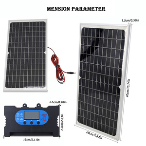 ชุดแผงโซลาร์เซลล์ 16W 32W แผงชาร์จพลังงานแสงอาทิตย์แบบโมโนคริสตัลไลน์สำหรับแบตเตอรี่รถยนต์พร้อมตัวควบคุมและสายเคเบิล - Product Image 4