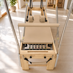 Professioneller Eichen-Pilates-Cadillac-Reformer mit externer Fußstange, Hochleistungs-Trapez-Tisch für Pilates-Studios, kommerzielle Nutzung und Reha - Product Image 4
