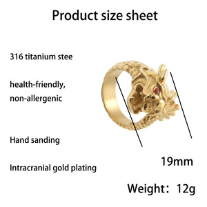 Dragon <b>Ring</b> Gold Men's Punk Style Animal Shape Retro <b>Skull</b> Jewelry Gift - Product Image 5