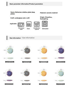 Plat de cuisson profond en céramique et porcelaine, style bohème, peint à la main sous glaçure, 8 pouces, assiette de dîner occidentale, ustensiles ménagers - Product Image 6