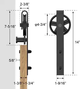 2024 vendita calda impermeabile in stile moderno Hardware Slide Rail e Kit Hardware porte in legno nero porta porta stalla scorrevole Kit Hardware