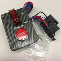 Panneau de commande d'allumage de course en fibre de carbone, interrupteur simple 12V avec LED rouge pour démarrage moteur de voiture de course