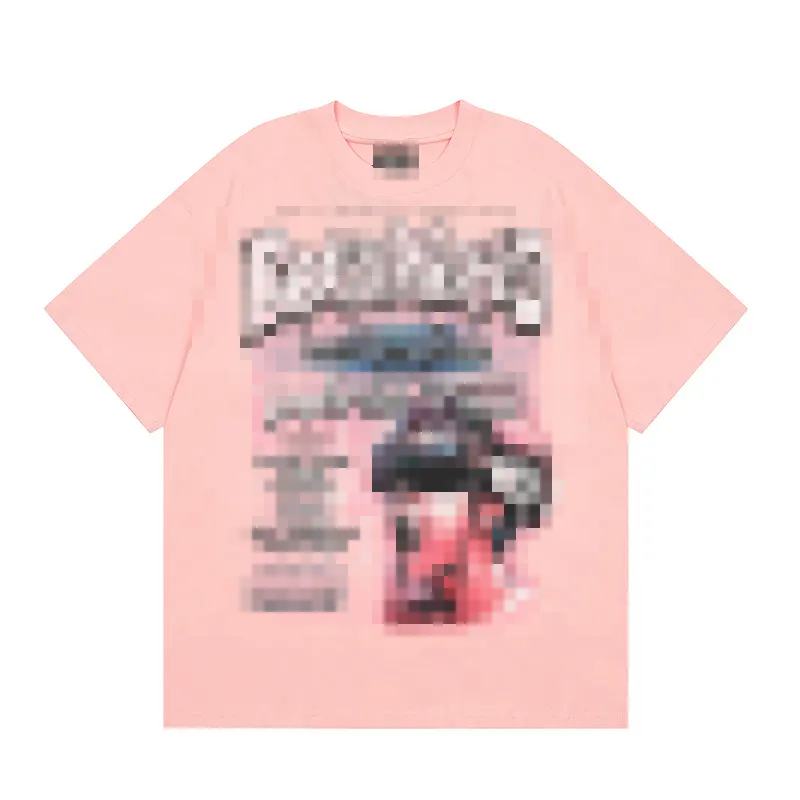 2023 новая светло-розовая футболка с короткими рукавами и принтом «Ад»