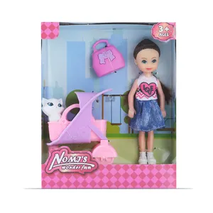 2024 Hot sale Fashion Elegant box plastic doll set Outdoor play themed girl pushcart doll toy set