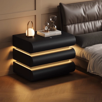 Table de chevet BTBT022 en bois massif avec éclairage, sans assemblage, exportée dans plus de 50 pays, pour la maison ou l'hôtel